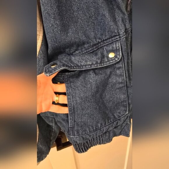 Men's Denim and Gray Sweatshirt Hoodie Jacket XL - Picture 5 of 7